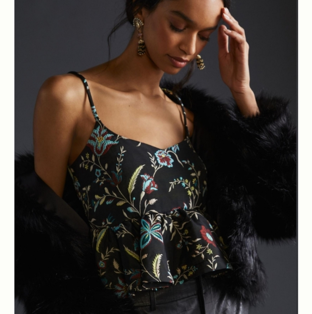 Anthropologie - Jacquard Peplum Tank